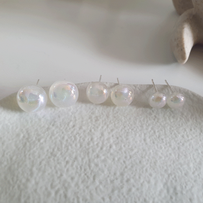 [은침] 영롱 오로라 호마이카 볼 귀걸이 (8mm,10mm,12mm)